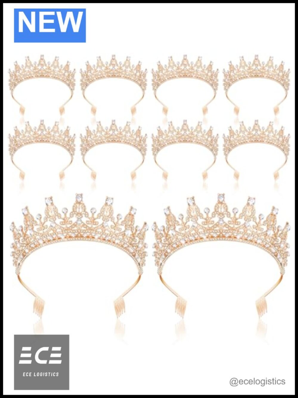 Crown Tiara Set with Comb Alloy Rhinestone Hair Accessories